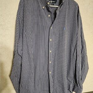 Ralph Lauren Men's Navy and White Plaid Shirt
